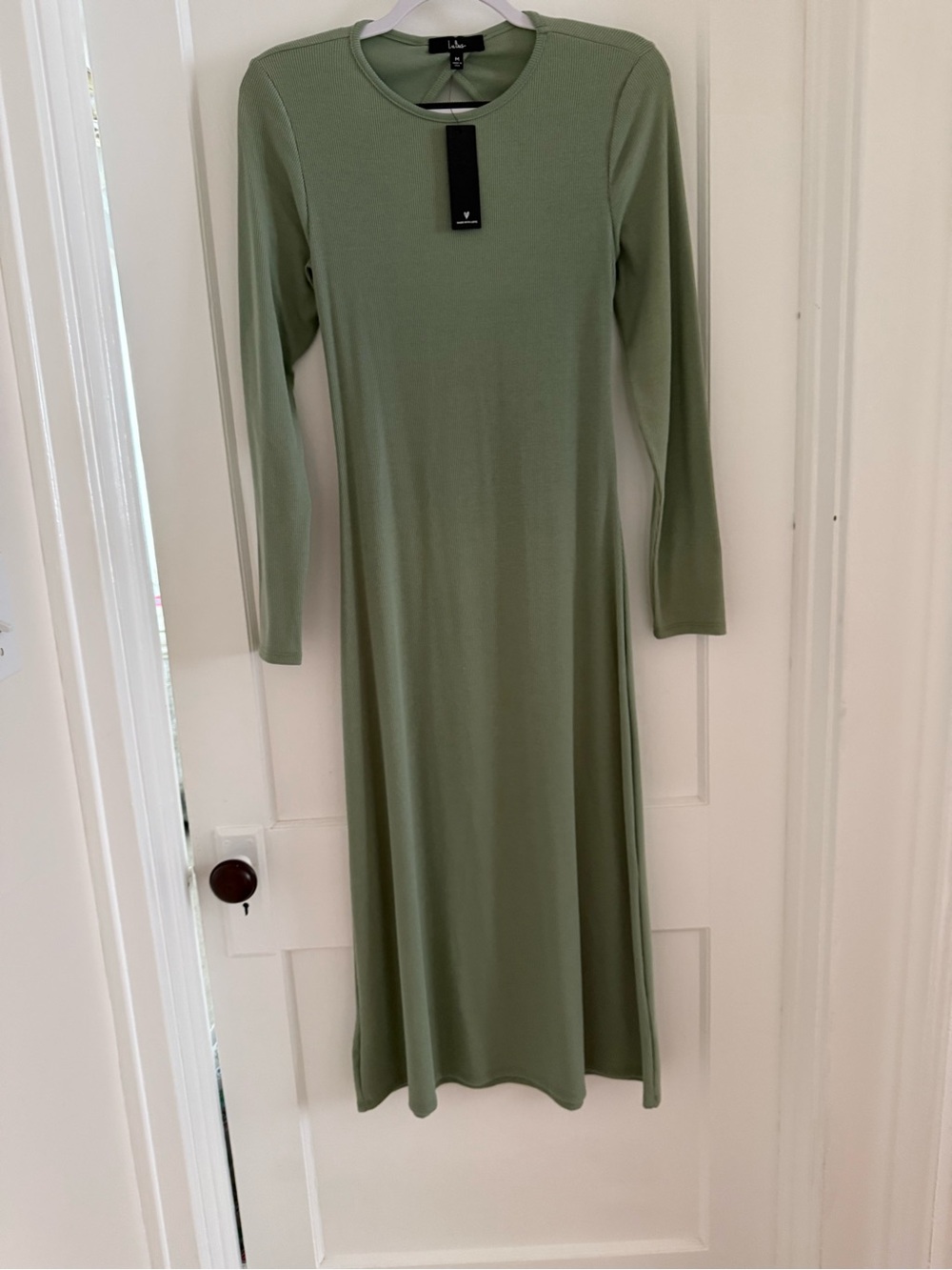 Lulu's Sage Green Long Sleeve Midi Dress